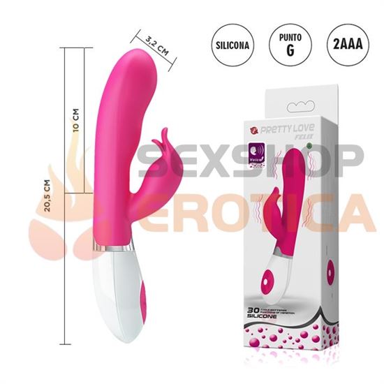 Vibrador con estimulador de clitoris y control mediante VOZ